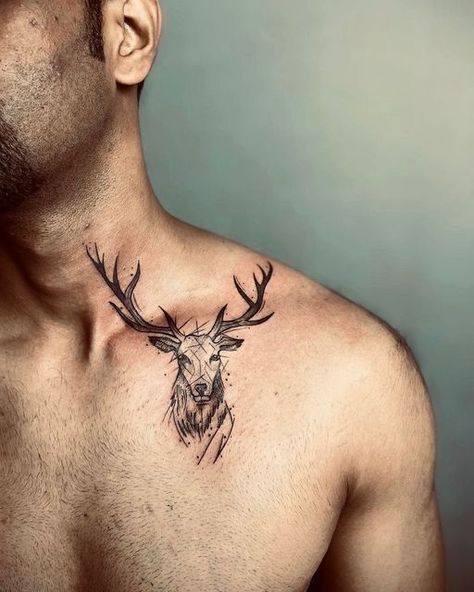 Nature, Stag Tattoo Design, Small Nature Tattoo, Deer Head Tattoo, Phoenix Tattoo For Men, Deer Tattoo Designs, Simple Line Tattoo, Hirsch Tattoo, Stag Tattoo