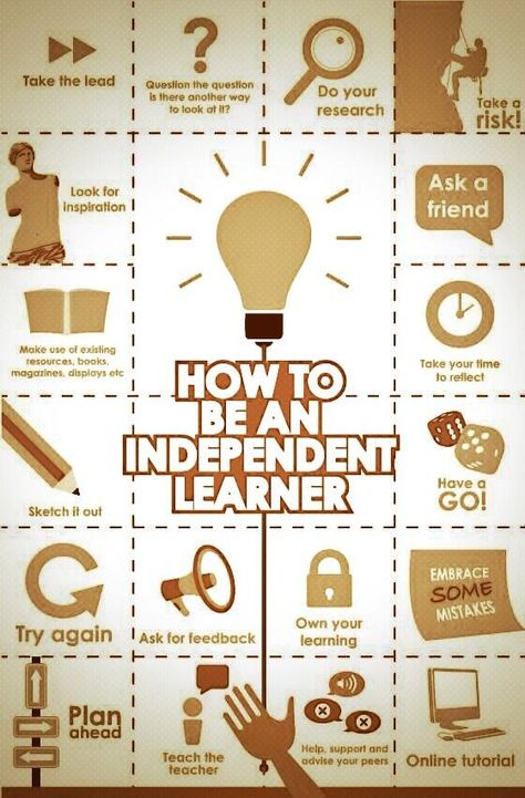 How to be an Independent Learner #Infographic - "Take the lead. - Question the questions. Is there another way to look at it? - Do your research - Take a risk - Look for inspiration... " Visible Learning, 21st Century Learning, 21st Century Skills, Learning Strategies, Instructional Design, Personalized Learning, Learning Styles, Classroom Displays, Study Skills