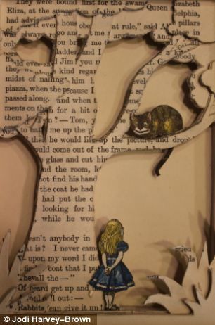 Popup Book, Tree Cut, Alice In Wonderland Book, Cat Book, Alice Book, Pop Up Art, Book Artwork, Book Sculpture, Gcse Art