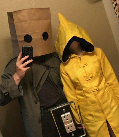 Couple Halloween Costumes Cold Weather Outfits, Scary Matching Costumes, Costumes For Halloween Couples, 2 Matching Halloween Costumes, Little Nightmares Halloween Costume, Whybee From Coraline Costume, Halloween Cosplay Couple, Halloween Costumes Cool Creative, Witty Couples Costumes