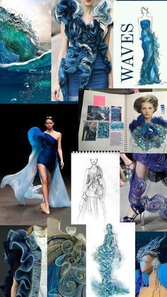 Fashion Design Inspiration Board, Mood Board Fashion Inspiration, Fashion Sketchbook Inspiration, Jae Suk, Fashion Design Books, Fashion Illustration Sketches Dresses, Ocean Fashion, Fashion Design Collection, Fashion Design Portfolio