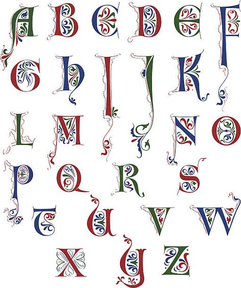 Illustrated Manuscript, Alfabet Letters, Alphabet A, Illumination Art, Creative Lettering, Calligraphy Alphabet, Lettering Styles, Illuminated Letters, Alphabet Art