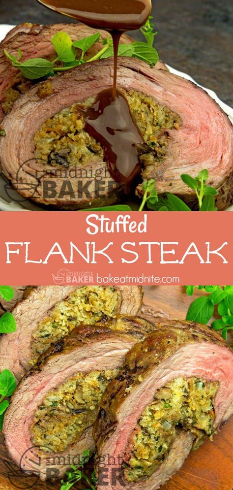 Stuffed Rolled Flank Steak, Stuffed Flank Steak Recipes Goat Cheese, Stuffing For Beef Roast, Stuffed Flank Steak Recipes Crock Pot, Flank Steak Recipes Stuffed, Stuffed Beef Roast, Stuffed Round Steak Recipes, Flank Steak Roulade, Flank Steak Roulade Recipes