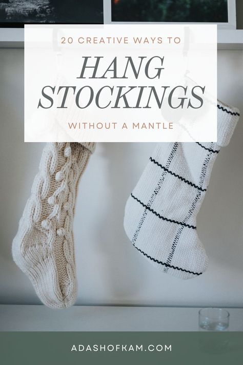 Christmas Socks Hanging Ideas, How To Display Stockings With No Fireplace, Stockings Fireplace Mantle, Stocking Holders No Mantle, Hanging Christmas Stockings No Mantle, No Mantle Stocking Holder, Where To Hang Stockings Without A Fireplace, Fireplace Stockings No Mantle, Stockings Hung Without Mantle