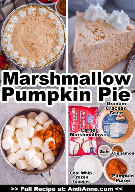 Pumpkin marshmallow pie is an easy no-bake recipe that needs only six ingredients. Melted marshmallows, pumpkin puree and pumpkin pie spice are combined with cool whip and poured into a graham cracker crust. The dessert is chilled for 8 hours before slicing. Pumpkin Pie With Marshmallow Topping, Marshmallow Pumpkin Pie Recipe, Pumpkin Pie With Oreo Crust, Dr Pepper Pie, Pumpkin No Bake Pie, Best Christmas Pies, No Bake Marshmallow Pumpkin Pie, Pumpkin Marshmallow Pie, Marshmallow Whip Cheesecake