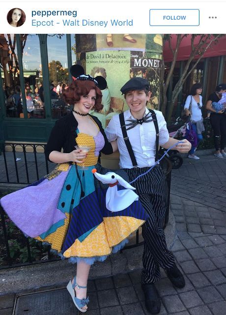 Jack and Sally from the Nightmare Before Christmas Dapper Day Outfits #disney #disneystyle #disneyfashion #dapperday #disneydapperday Dapper Day Disneyland, Dapper Day Outfits, Disney Dapper Day, Sally Costume, Disney Dress Up, Hallowen Ideas, Character Costume, Disney Inspired Fashion, Disneyland Outfits