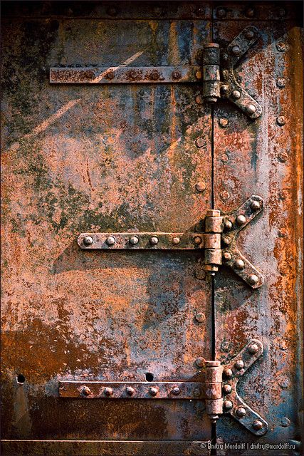 Grunge Metal Door with rusty hinge | Buy photo at iStockphot… | Flickr Painting Rusty Metal, Door Texture, Rust Never Sleeps, Patina Metal, Door Detail, Old Metal, Rusted Metal, Peeling Paint, Rusty Metal