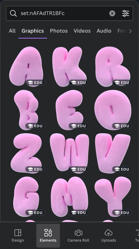 Bubble Letters Canva, Hidden Canva Fonts, Canva Font Code, Canva Letter Codes, Canva Sets Elements Letters, Cool Canva Fonts, Canva Words Elements, Canva Codes Fonts, Canva 3d Elements Code