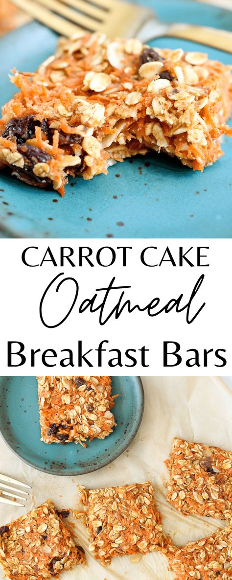 Carrot Breakfast, Carrot Bars, Carrot Oatmeal, Clean Dinner Recipes, Carrot Cake Bars, Oatmeal Breakfast Bars, Carrot Cake Oatmeal, Homemade Snickers, Baby Led Weaning Recipes