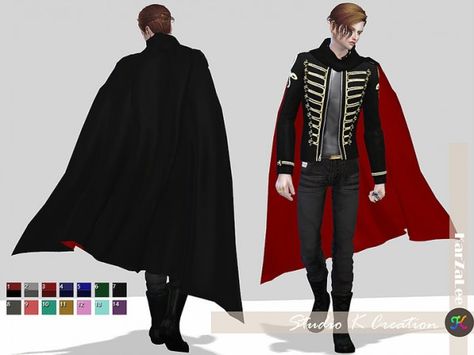 Studio K Creation: Mantle long acc The Sims 4 Cc Cloak, Sims 4 Wizard Clothes, Sims 4 Cc Wizard Clothes, Sims 4 Cape Cc, Sims 4 Cloak Cc, Sims 4 Cloak, Sims 4 Men Clothing, Knight Outfit, Sims Medieval