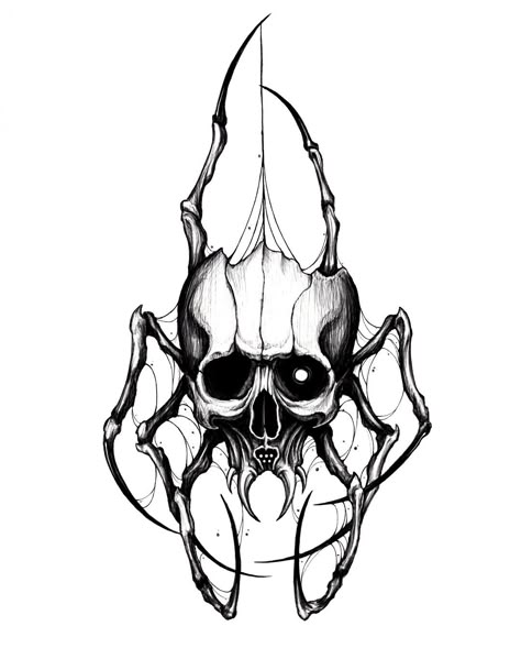 Spider Skull, Spider Web Tattoo, Spider Drawing, Skull Art Tattoo, Web Tattoo, Spider Tattoo, Creepy Tattoos, Spider Art, Tattoo Style Drawings