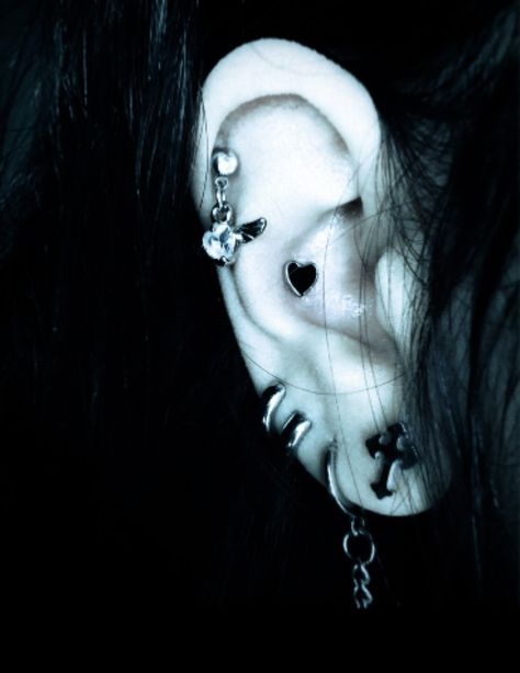 Vkei Piercings, Goth Ear Piercings, Emo Piercings, Dream Piercings, Ear Peircings, Cool Piercings, Cute Piercings, Goth Jewelry, Lip Piercing