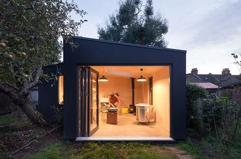 Black Shed, Architecture Baroque, Shed Of The Year, Build Your Own Shed, Studio Shed, Backyard Studio, Waste Material, Backyard Office, Backyard Shed