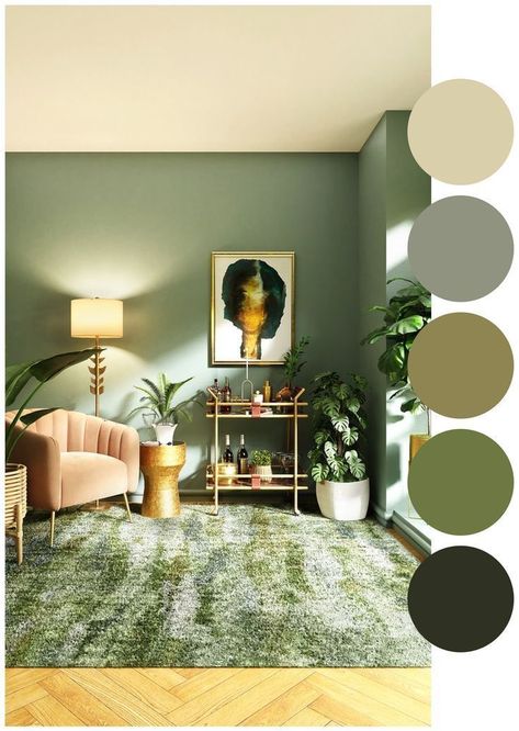 Room Color Inspo Aesthetic, Aesthetic Room Color Combinations, Light Green Wall Color Living Room, Wall Color Combination With Green, Apartment Interior Color Schemes, Green Apartment Aesthetic Living Room, Living Room Green Color Palette, Light Beige Living Room Ideas, Colour For Small Living Room