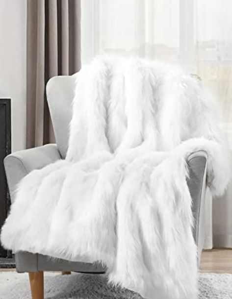 Luxury Plush Faux Fur Throw Blanket, Long Pile White Throw Blanket, Super Warm, Fuzzy, Elegant, Fluffy Decoration Blanket Scarf for Sofa, Armchair, Couch and Bed, 50''x60'' Silver Bedding, Black Bedroom Decor, Luxury Room Bedroom, White Throw Blanket, Afghan Throw Blanket, Faux Fur Throw Blanket, White Throw, Faux Fur Blanket, Fur Throw Blanket