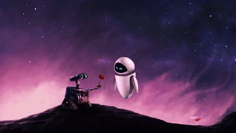 Wall-E by UVER.deviantart.com on @deviantART Wall E Quotes, Short Cute Love Quotes, Walle Y Eva, Cartoon Love Quotes, Walle And Eva, Wall E Movie, Wall E Eve, Sweet Love Quotes, Disney Classics