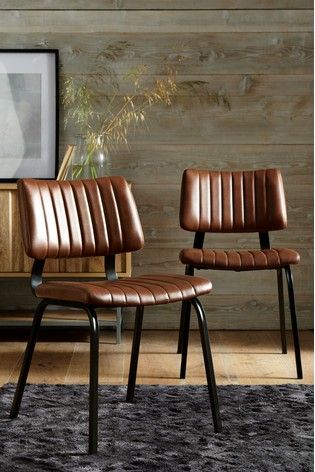 Dining Chairs Leather Seat, Tan Dining Chair, Dining Chairs Uk, Steel Dining Chair, Steel Dining Chairs, Industrial Dining Chairs, Leather Dining Room Chairs, Faux Leather Dining Chairs, Metal Dining Chairs