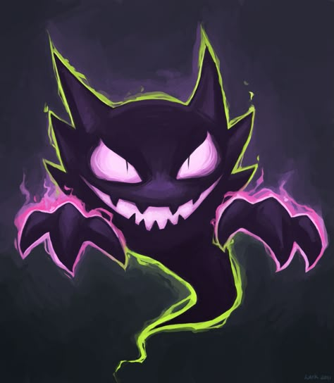 Haunter from Pokemon Haunter Pokemon, Ghost Type Pokemon, Pokemon Painting, Pokemon Halloween, Pokemon Sketch, Ghost Pokemon, Mega Pokemon, Ghost Type, Pokemon Gif