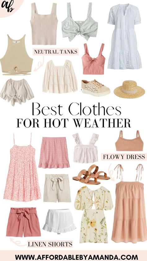 Holiday Outfits Hot Weather, Outfit Ideas For Very Hot Weather, Hot Weather Cute Outfits, Cute Outfits For Humid Weather, Hot Summer Weather Outfits, Style For Hot Weather, Clothes For Hot Weather Summer, Outfit For Humid Weather, Summer Clothing Styles For Women