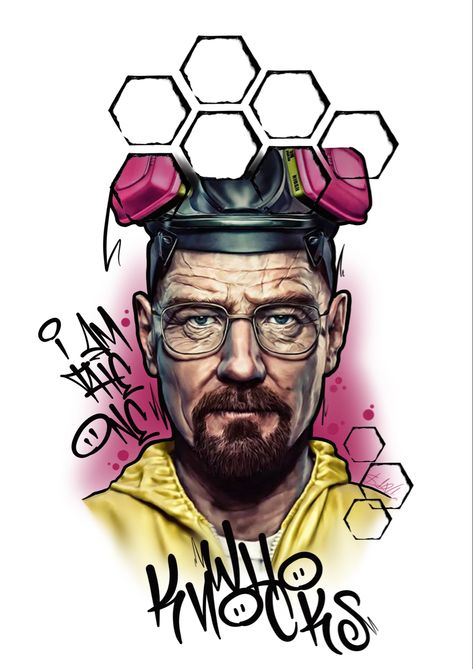 Walter White Breaking bad tattoo idea… i am the one who knocks Walter White Tattoo Design, Breaking Bad Art Drawing, Braking Bad Art, Breaking Bad Tattoo Ideas, Walter White Tattoo, Breaking Bad Design, Walter White Drawing, Breaking Bad Tattoo, Galaxy Tattoo Sleeve