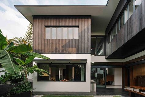 Sunset House, Busy Road, Two Story House Design, Japanese Home Design, Timber Ceiling, Tropical Living, Building Layout, Residential Architect, Aluminum Roof