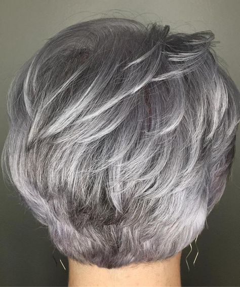 Short Grey Haircuts Over 50 Silver Hair, Gray Hair Styles For Women Over 60 Grey, Short Grey Hair Over 60 With Glasses, Short Stacked Bob Haircut Fine Hair, Short Layered Hair Styles, Over 70 Hairstyles Older Women, Silver Hair Bob, Very Short Bob Haircuts, Layered Pixie Bob