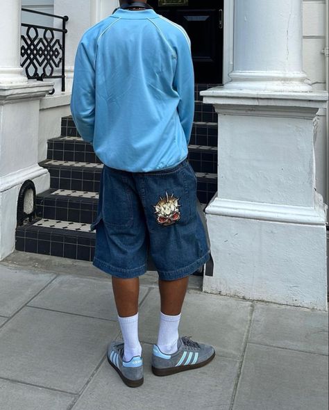 Summer Outfits Men Streetwear Street Fashion, Jean Shorts Men Outfit, Shorts Men Outfits, Mens Outfits Streetwear, Men Outfit Ideas, Summer Outfits Men Streetwear, Masculine Fashion, Mens Shorts Outfits, Streetwear 90s