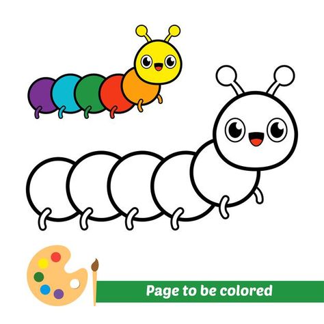 Coloring book for kids colorful caterpil... | Premium Vector #Freepik #vector #background #book #design #kids Coloring Easy Drawings, Copy And Color Worksheet, Printable Art For Kids, Coloring Books For Kids Free Printable, Coloring For Preschool, Picture For Coloring For Kids, Creativity Activities For Kids, For Kids Drawing, Colouring Pages For Kids Easy