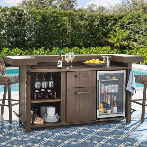 Member's Mark Halstead 5-Piece Outdoor Bar - Sam's Club Portable Bar Ideas, Outdoor Pool House, Dock Bar, Outdoor Bar And Grill, Bbq Station, Patio Bars, Deck Bar, Outdoor Grill Station, Patio Seating Sets