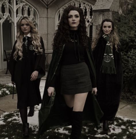 Narcissa Black Outfit, Harry Potter The Black Sisters, Walburga Black Fanart, Black Family Aesthetic Harry Potter, Hob Aesthetic, Black Sisters Harry Potter, The Black Family Harry Potter, Black Sisters Aesthetic, Beatrix Lestrange