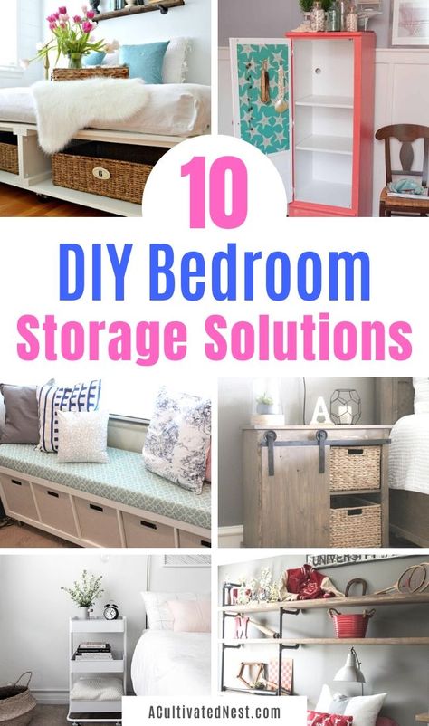 Bedroom Storage Solutions, Bedroom Storage For Small Rooms, Easy Storage Hacks, Storage Hacks Bedroom, Bedroom Storage Ideas, Storage Hacks Diy, Diy Bedroom Storage, Small Bedroom Storage, Storage Solutions Bedroom