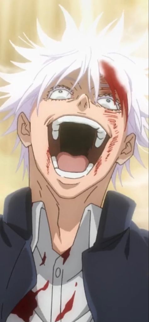 Gojo Satoru | Jujutsu Kaisen | Hidden Inventory Arc Gojo Shocked Face, Anime Laughing Faces Evil, Gojo Tweak, Gojo Tounge Out, Gojo Sticking Tongue Out, Gojo Satoru Smile, Gojo Cut In Half, Gojo Half Face, Gojo Shocked