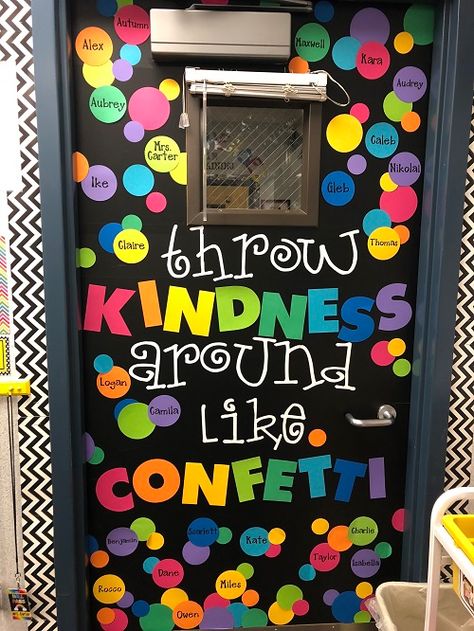 Classroom Door Decorations Welcome Back To School, Fun Classroom Door Ideas, Unique Classroom Themes Preschool, Kindness Bulletin Board Elementary, Kindness Door Decorations, Kindness Classroom Door, Kindness Door Decorations Classroom, New Years Door Decorations Classroom, New Years Classroom Door