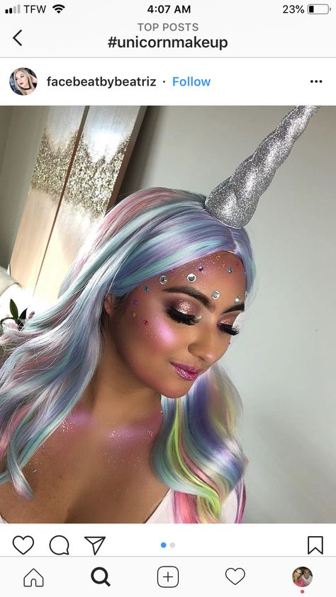 Unicorn Halloween Makeup, Unicorn Makeup Halloween, Unicorn Makeup, Unicorn Costume, Scary Makeup, Halloween Kids, Halloween Makeup, Halloween, Makeup