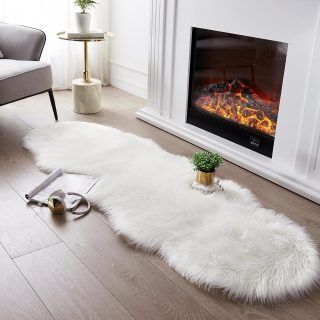 Amazon Home Improvement Finds for the New Year Floor Sofa Living Room, White Fluffy Rug, Faux Fur Rugs, White Sheepskin Rug, Nyc Condo, Faux Fur Area Rug, Fur Rugs, House Cozy, Faux Sheepskin Rug