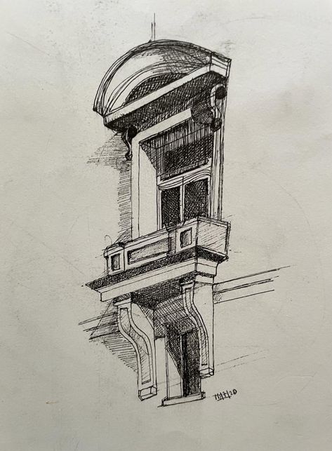 Fine Liner Architecture, Liner Drawing Sketch, Fine Liners Pen Art, Fine Pen Drawings, Fine Line Building Drawings, Fine Liner Artworks, Pen Scetches Notebook, Fine Line Pen Art, Metal Pen Drawing