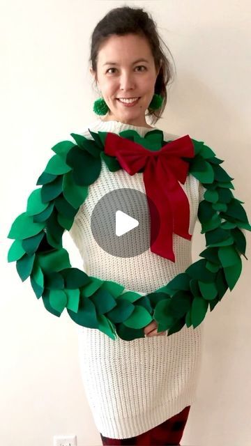 Julia Devon Cohen on Instagram: "Here’s your yearly reminder to craft your holiday sweater!! All you need is some hobby store felt, scissors and a glue gun! 

This sweater is actually currently being featured on thepioneerwoman.com in the article “25 DIY Ugly Christmas Sweater Ideas That Will Totally Sleigh This Holiday Season.” I’ll put the link in my stories. 

I’m crafting a new one this year but it’s waiting for the elves to add the finishing touches. So stay tuned. 

Check the link in bio for the DIY. 

#uglysweater #diyuglychristmassweater #diyuglysweater #holidaypartyoutfit #readyfortheholidays #feltflorist #sweaterdress #christmaswreath #wreathsofinstagram #holiday-ready #pioneerwoman #thepioneerwoman" Diy Ugly Christmas Sweater Ideas, Wreath Sweater, Ugly Christmas Sweater Ideas, Ugly Christmas Sweater Outfit, Christmas Sweater Ideas, Christmas Tree Costume, Diy Christmas Sweater, Christmas Sweater Outfits, Xmas Costumes