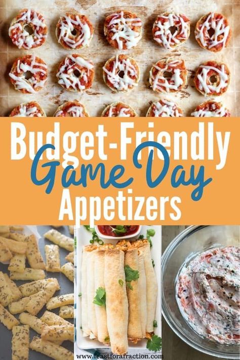 Budget Friendly Appetizers Parties, Cheap Game Day Food, Cheap Super Bowl Party Food, Budget Friendly Appetizers, Cheap Super Bowl Food, Budget Appetizers, Inexpensive Appetizers, Football Party Snacks, Super Bowl Party Snacks