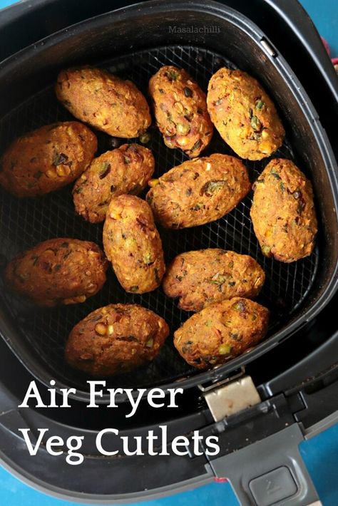 Air Frier Recipes Vegetarian, Veg Airfryer Recipes, Airfryer Snack Recipes, Vegetable Cutlet, Airfry Recipes, Gratin Recipes, Veg Cutlet Recipes, Air Fryer Recipes Indian, Veg Cutlet