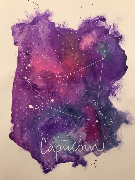 Capricorn Painting Ideas, Capricorn Painting, Zodiac Painting, Selfcare Journal, Capricorn Tattoo, Aesthetic Canvas, Ink Inspiration, Ap Art, Zodiac Symbols