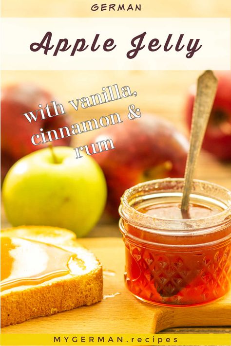 My famous Apple Jelly - Best Fall Recipe ⋆ My German Recipes Wine Jelly Recipe, Season Recipes, Wine Jelly, Apple Wine, Apples Cinnamon, Fall Fun Food, Apple Jelly, Apple Jam, Jelly Recipe