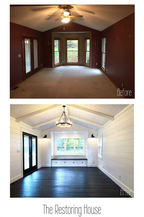 A whole house renovation. A post loaded with before and after pictures. Tons of inspiration. #roomrenovations Whole House Renovation, Mobile Home Renovations, Architecture Renovation, House Makeovers, Remodeling Mobile Homes, House Decorating, Flipping Houses, House Renovation, Manufactured Home