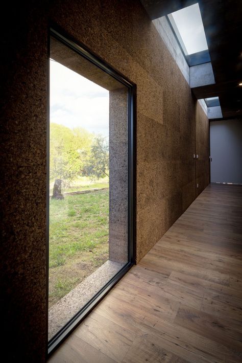 Cork Architecture, Cork Cladding, Cork Facade, Cork Interior, Cork House, Artful Interiors, Passive House Design, Bus Ideas, Wood Walls