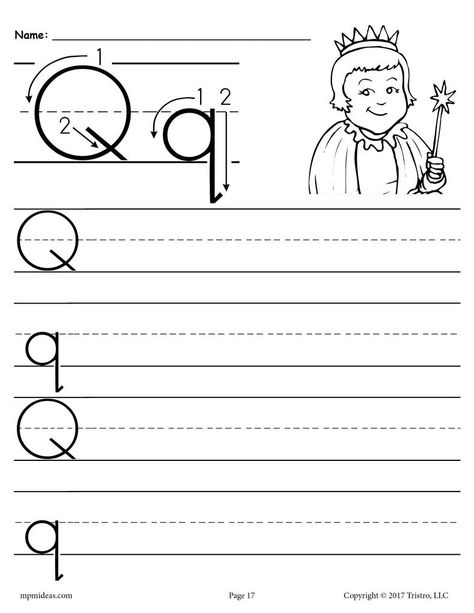 Cursive Writing: Letter Q Worksheets