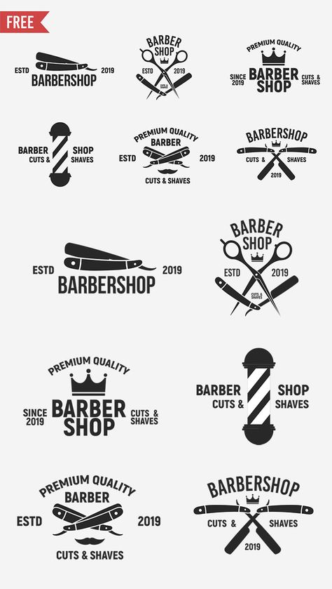 Free Vintage Barbershop Logo Templates is a creative set of 6 logo templates by Denys. It comes in EPS file format with fully customization like change up text, color and details. These are perfect for your personal or branding projects and much more. via @creativetacos Futurism Typography, Garage Barbershop, Barbershop Branding, Barber Branding, Old School Barber Shop, Barber Shop Logo, Barbershop Logo, Vintage Barbershop, Luxe Logo