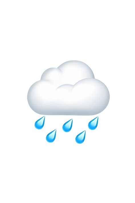 The emoji 🌧️ depicts a white cloud with blue raindrops falling from it. The cloud has a gray shadow underneath it, indicating that it is raining heavily. The raindrops are shown in different sizes and angles, giving the impression of a heavy downpour. The overall appearance of the emoji is that of a rainy day. Rain Emoji, Ice Emoji, Umbrella Emoji, Rain Png, Wave Emoji, Cloud Emoji, Cloud With Rain, Emoji Ip, Dialogue Images