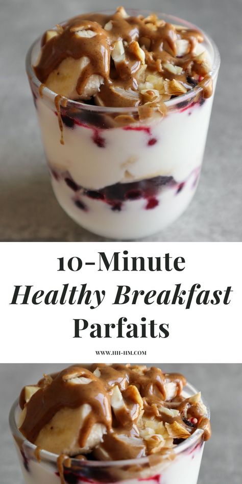 Pack these 5-minute healthy breakfast parfaits in a jar or an airtight compartment container for a quick and easy breakfast idea on the go! Yogurt Jars Healthy Breakfasts, Yogurt Parfait Healthy, Easy Parfait, Yogurt Ideas, Breakfast Parfait Recipes, Healthy Yogurt Parfait, Healthy Easy Breakfast, Breakfast Parfaits, Breakfast Yogurt Parfait