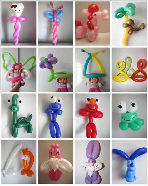 Balloon Artist Ideas, One Balloon Twisting, Ballon Modelling, Balloon Twisting Tutorial, Balloon Twisting Ideas, Balloon Sculptures Diy, Bucket Balon, Easy Balloon Animals, Balloon Crown