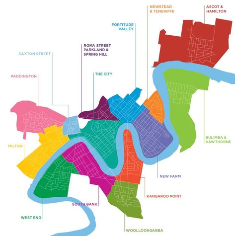 New Precinct Map Brisbane River, Urban Village, Teneriffe, Fortitude Valley, River City, Cycling Route, South Bank, New Farm, River Walk