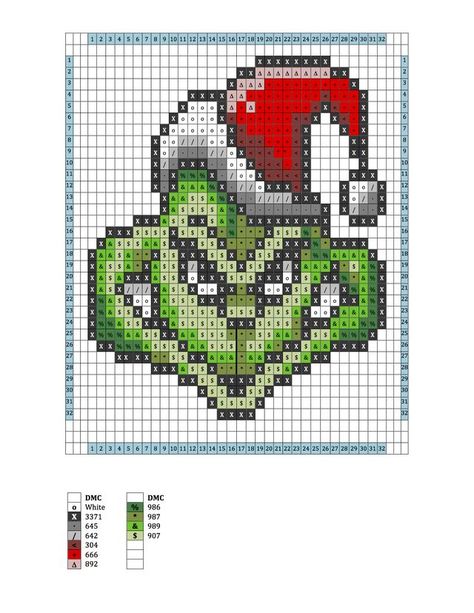 The Grinch Cross Stitch, Grinch Cross Stitch, Pixel Art Noel, Dmc Color Chart, Cross Stitch Free, Holiday Cross Stitch, Xmas Cross Stitch, Cross Stitch Christmas, Cross Stitch Christmas Ornaments